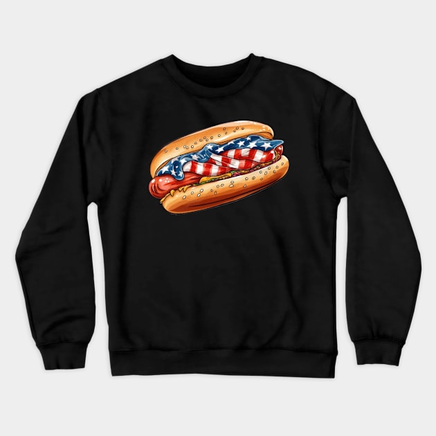4th of July Hot Dog Crewneck Sweatshirt by Chromatic Fusion Studio